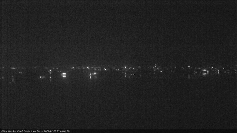 Lake Travis webcam, February 8, 2021 7:45 PM CT