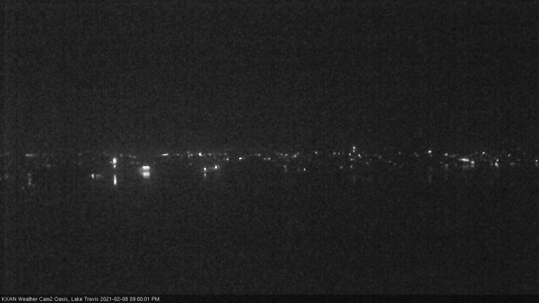 Lake Travis webcam, February 8, 2021 9:00 PM CT