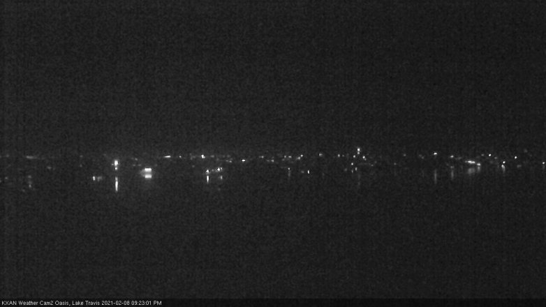 Lake Travis webcam, February 8, 2021 9:25 PM CT