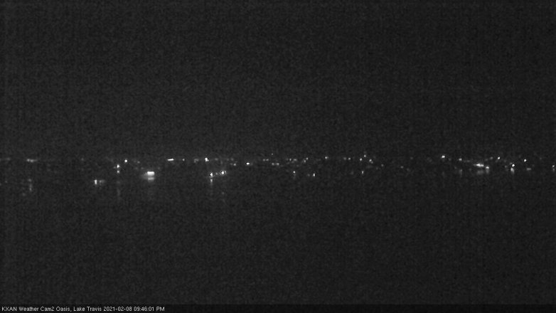 Lake Travis webcam, February 8, 2021 9:45 PM CT