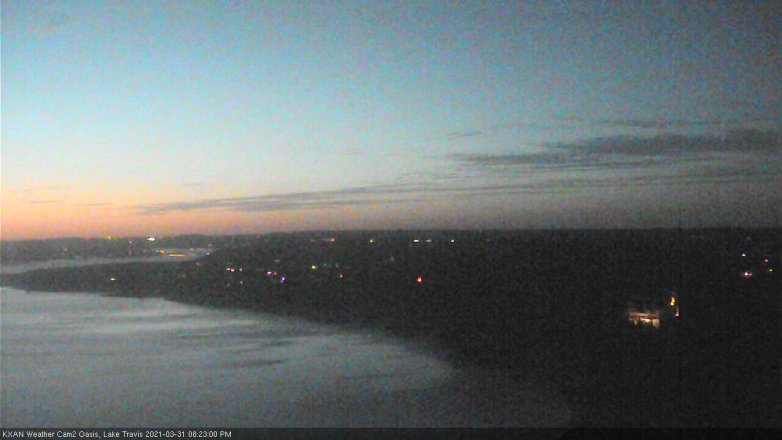 Lake Travis webcam, March 31, 2021 8:25 PM CT