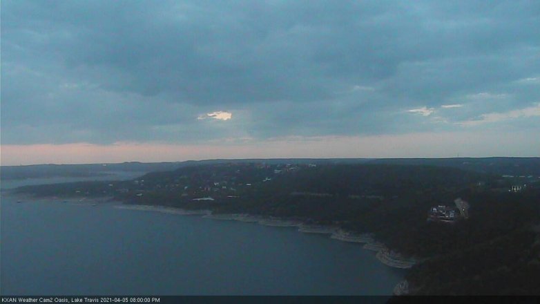 Lake Travis webcam, April 5, 2021 8:00 PM CT