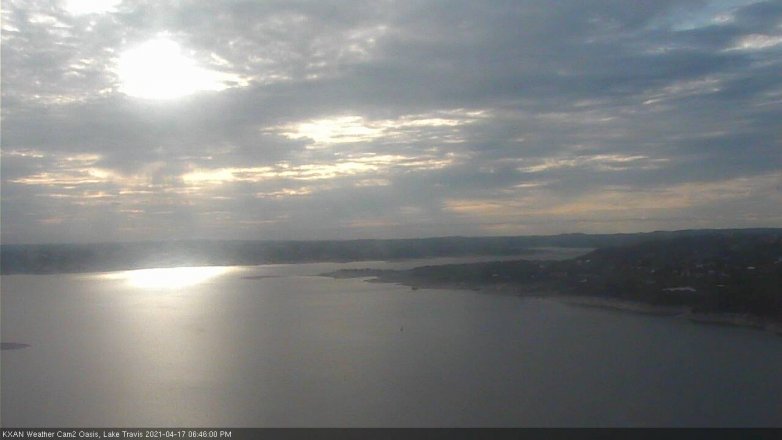 Lake Travis webcam, April 17, 2021 6:45 PM CT