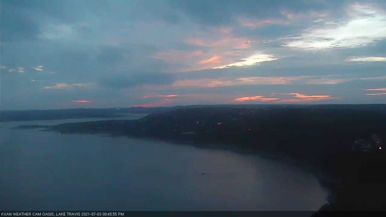 Lake Travis webcam, July 3, 2021 8:45 PM CT
