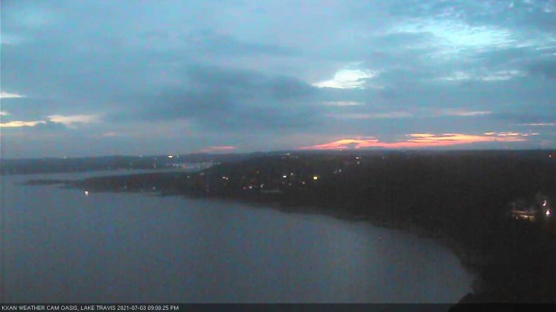 Lake Travis webcam, July 3, 2021 9:00 PM CT