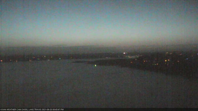 Lake Travis webcam, August 20, 2021 8:45 PM CT
