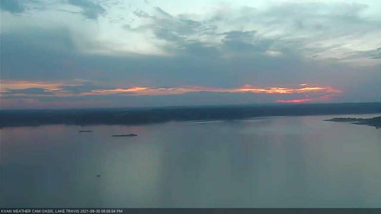 Lake Travis webcam, August 30, 2021 8:00 PM CT