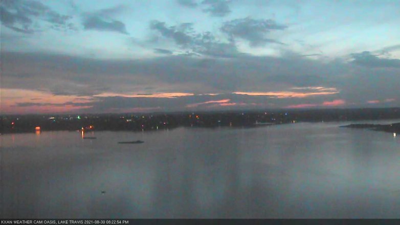 Lake Travis webcam, August 30, 2021 8:25 PM CT