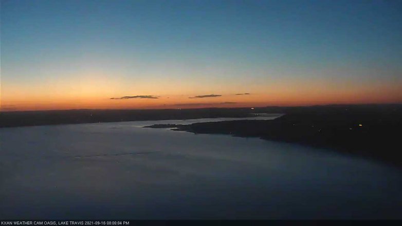 Lake Travis webcam, September 16, 2021 8:00 PM CT