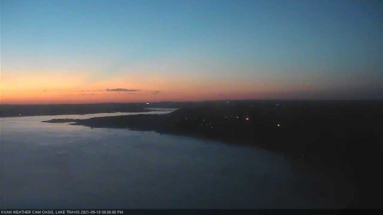 Lake Travis webcam, September 18, 2021 8:00 PM CT