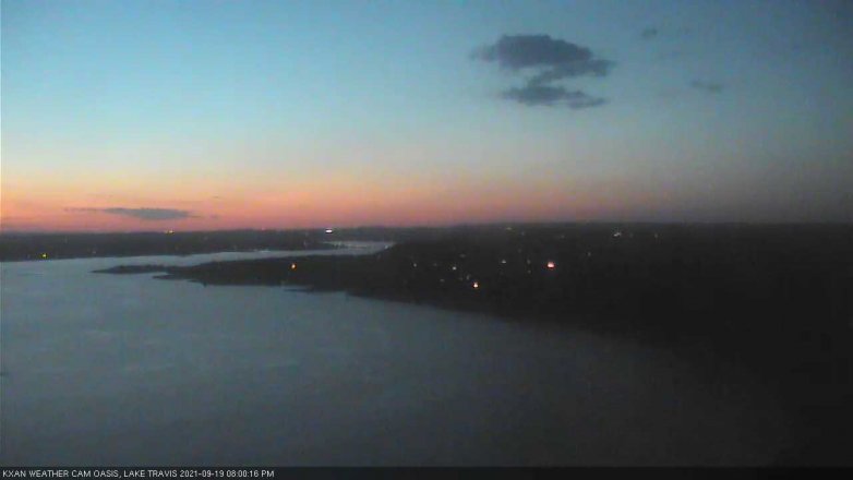 Lake Travis webcam, September 19, 2021 8:00 PM CT