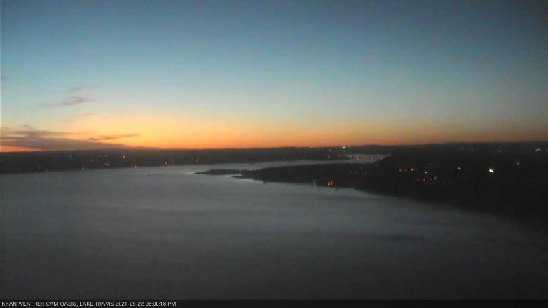 Lake Travis webcam, September 22, 2021 8:00 PM CT