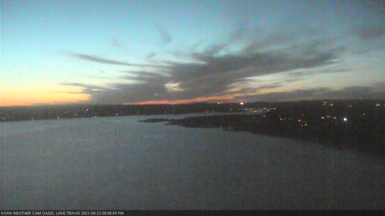 Lake Travis webcam, September 23, 2021 8:00 PM CT