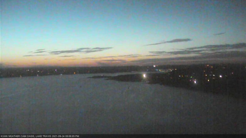 Lake Travis webcam, September 24, 2021 8:00 PM CT