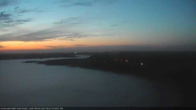 Lake Travis webcam, September 27, 2021 7:45 PM CT
