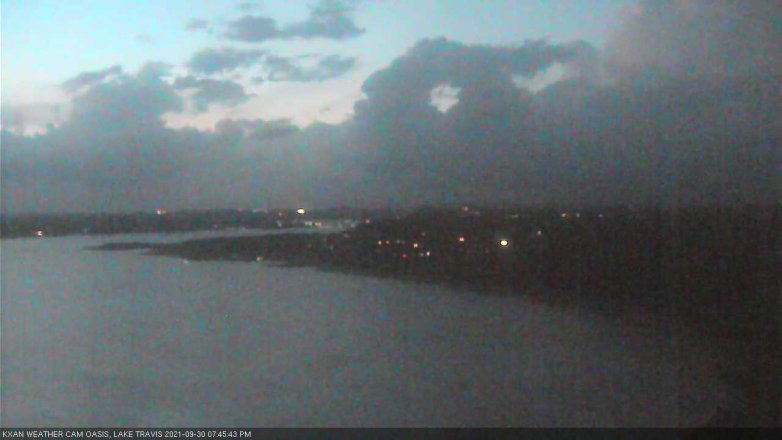 Lake Travis webcam, September 30, 2021 7:45 PM CT