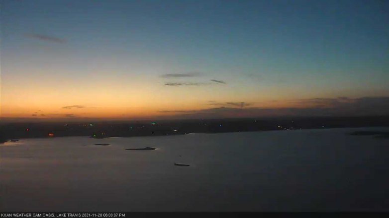 Lake Travis webcam, November 20, 2021 6:00 PM CT