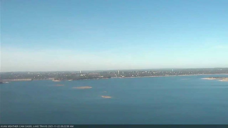 Lake Travis webcam, November 22, 2021 9:25 AM CT