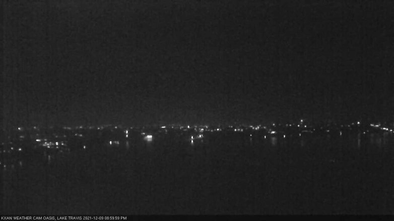Lake Travis webcam, December 9, 2021 9:00 PM CT