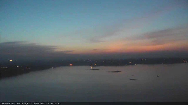 Lake Travis webcam, December 10, 2021 6:00 PM CT