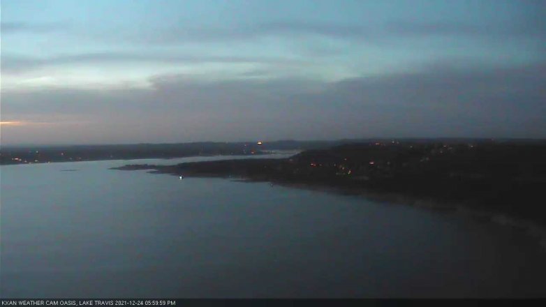 Lake Travis webcam, December 24, 2021 6:00 PM CT