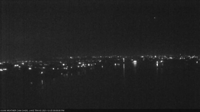 Lake Travis webcam, December 25, 2021 9:00 PM CT