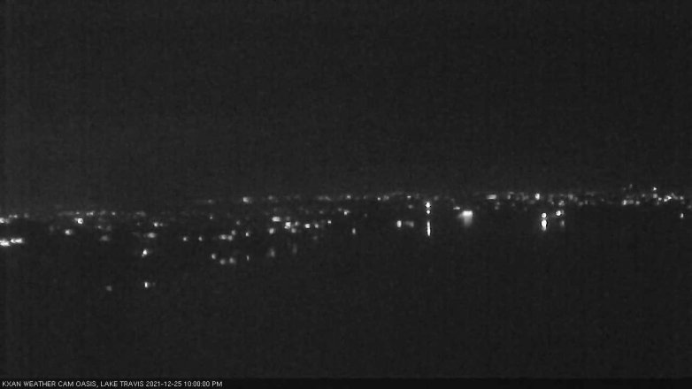 Lake Travis webcam, December 25, 2021 10:00 PM CT