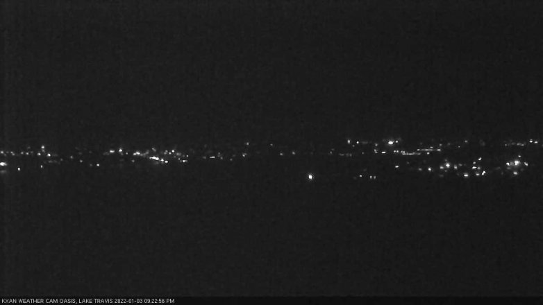 Lake Travis webcam, January 3, 2022 9:25 PM CT