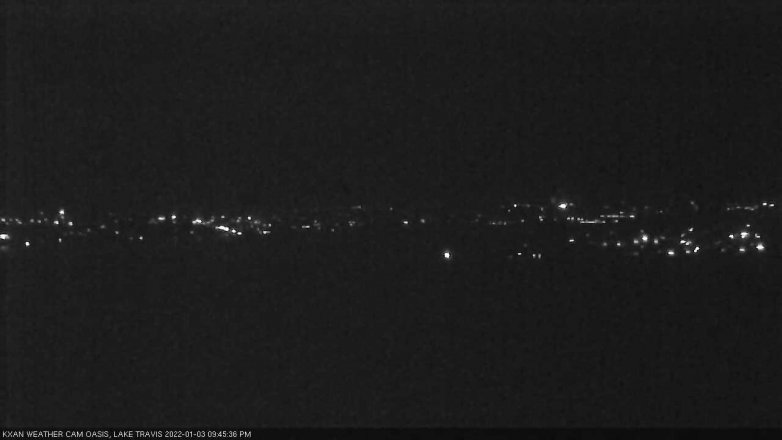 Lake Travis webcam, January 3, 2022 9:45 PM CT