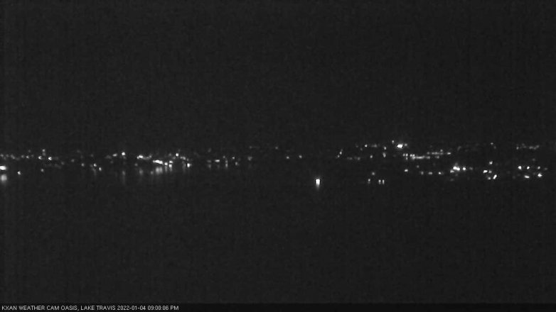 Lake Travis webcam, January 4, 2022 9:00 PM CT