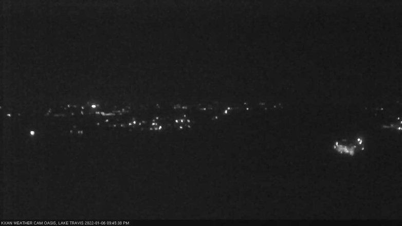 Lake Travis webcam, January 6, 2022 9:45 PM CT
