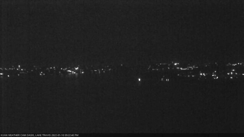 Lake Travis webcam, January 10, 2022 9:25 PM CT