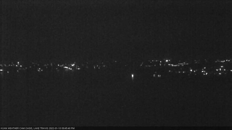 Lake Travis webcam, January 10, 2022 9:45 PM CT