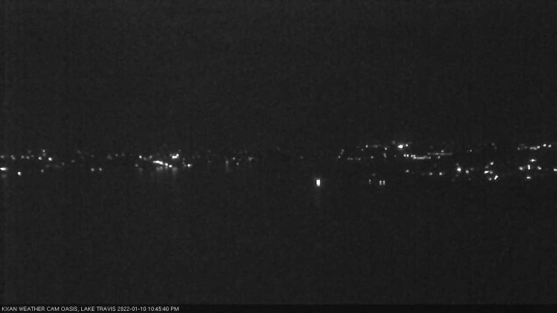 Lake Travis webcam, January 10, 2022 10:45 PM CT