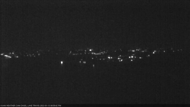 Lake Travis webcam, January 13, 2022 9:00 PM CT