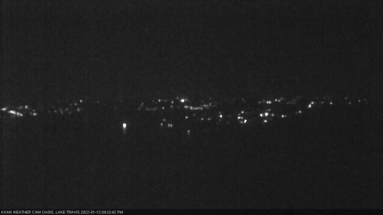 Lake Travis webcam, January 13, 2022 9:25 PM CT