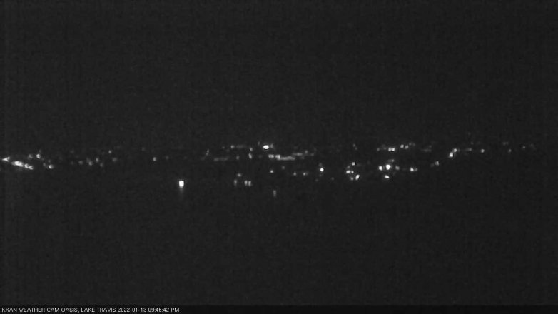 Lake Travis webcam, January 13, 2022 9:45 PM CT