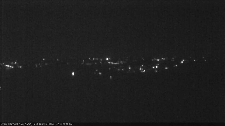 Lake Travis webcam, January 13, 2022 11:25 PM CT
