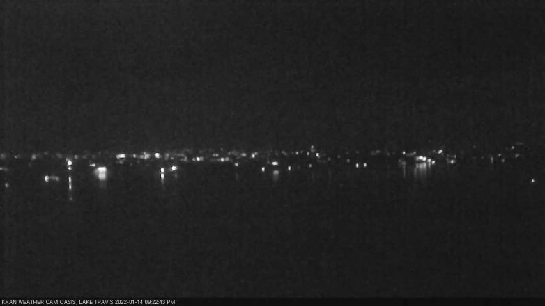Lake Travis webcam, January 14, 2022 9:25 PM CT