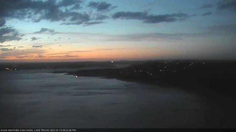 Lake Travis webcam, January 19, 2022 6:25 PM CT