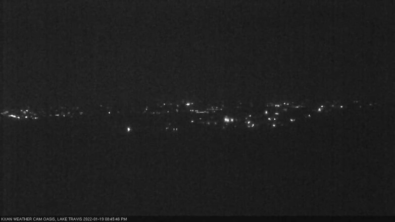 Lake Travis webcam, January 19, 2022 8:45 PM CT