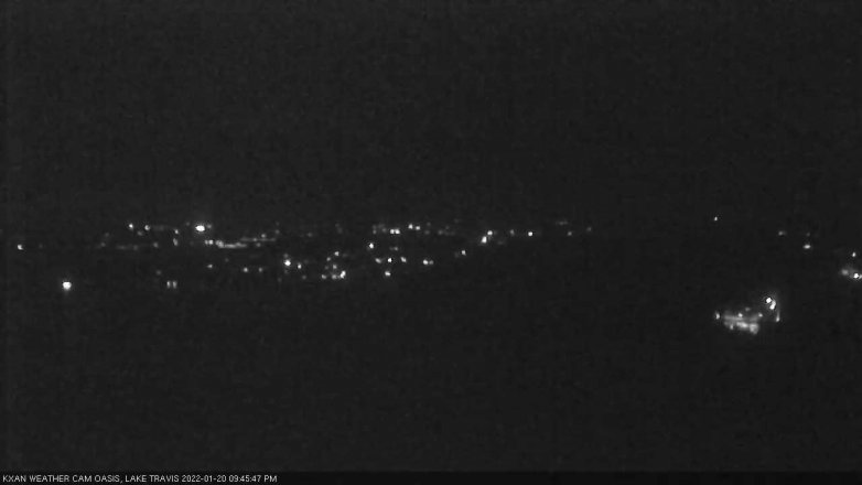 Lake Travis webcam, January 20, 2022 9:45 PM CT