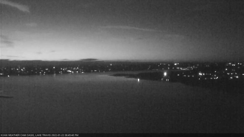 Lake Travis webcam, January 22, 2022 6:45 PM CT