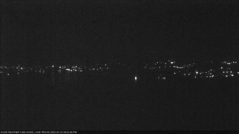 Lake Travis webcam, January 22, 2022 9:25 PM CT