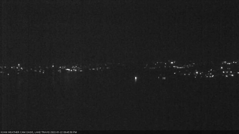 Lake Travis webcam, January 22, 2022 9:45 PM CT
