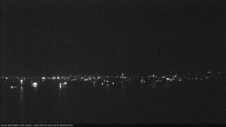 Lake Travis webcam, February 7, 2022 8:45 PM CT