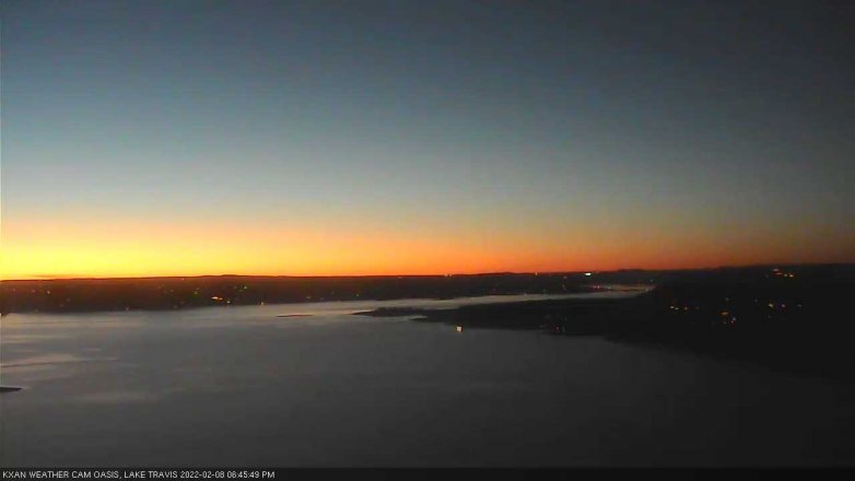 Lake Travis webcam, February 8, 2022 6:45 PM CT