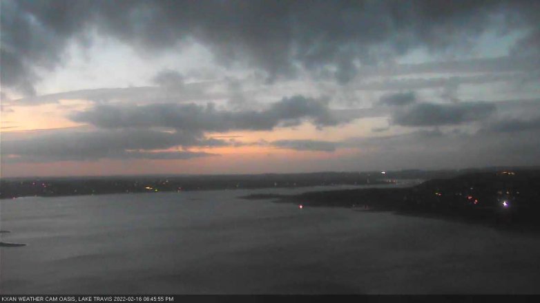 Lake Travis webcam, February 16, 2022 6:45 PM CT
