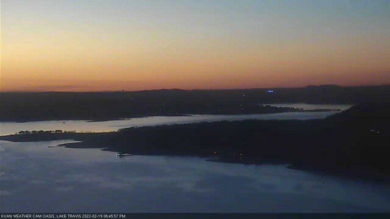 Lake Travis webcam, February 19, 2022 6:45 PM CT