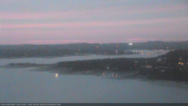 Lake Travis webcam, February 20, 2022 6:45 PM CT
